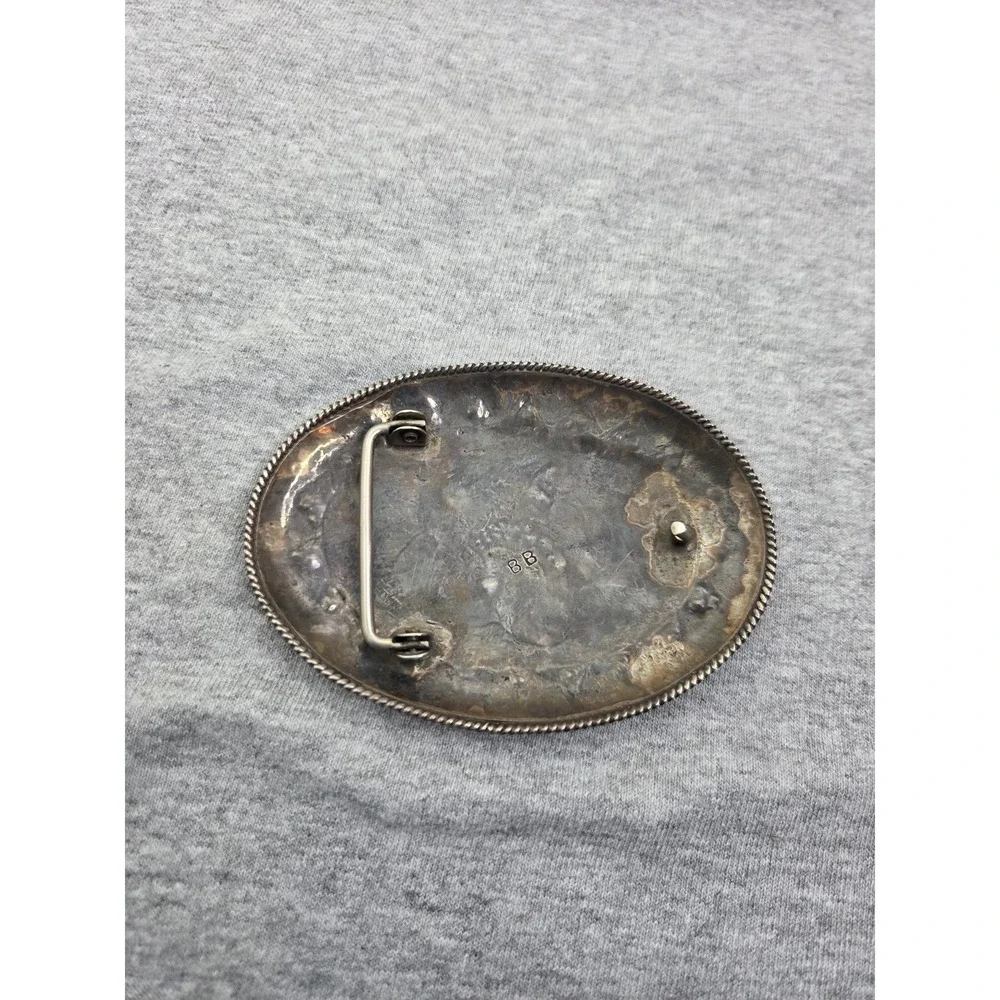 Navajo Benjamin Becenti Sterling Silver Turquoise Inlay Hummingbird Belt Buckle
